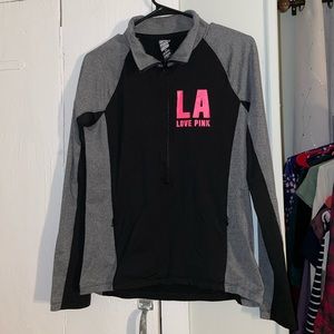 Black pink fleece pullover